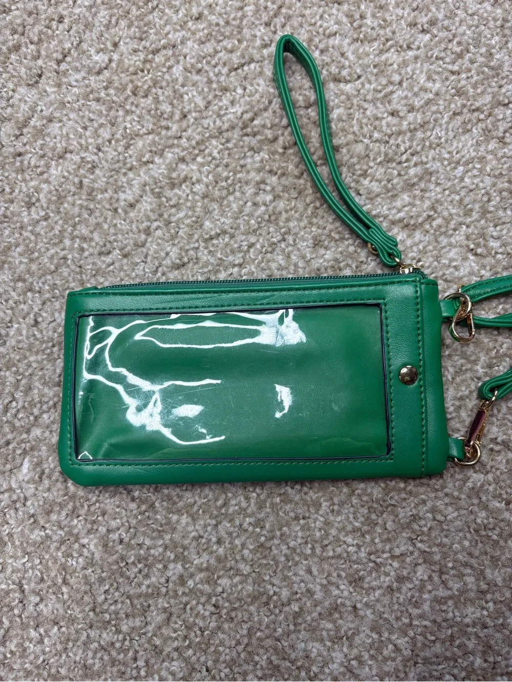 Montana West Green Leather Wristlet Clutch with Removable Strap